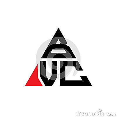 BVC triangle letter logo design with triangle shape. BVC triangle logo design monogram. BVC triangle vector logo template with red Vector Illustration