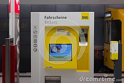 BVG ticket vending machine in metro station in berlin, germany Editorial Stock Photo