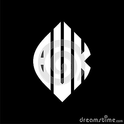 BVK circle letter logo design with circle and ellipse shape. BVK ellipse letters with typographic style. The three initials form a Vector Illustration