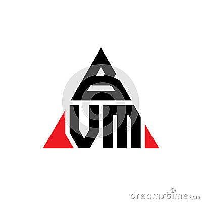 BVM triangle letter logo design with triangle shape. BVM triangle logo design monogram. BVM triangle vector logo template with red Vector Illustration