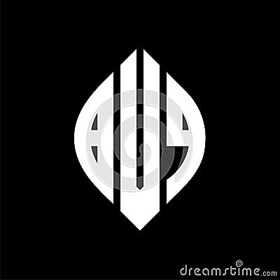 BVQ circle letter logo design with circle and ellipse shape. BVQ ellipse letters with typographic style. The three initials form a Vector Illustration