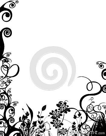 Bw foliage border Stock Photo