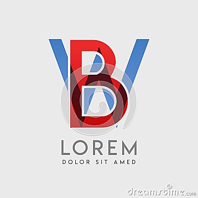 BW logo letters with blue and red gradation Vector Illustration