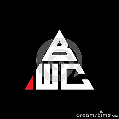 BWC triangle letter logo design with triangle shape. BWC triangle logo design monogram. BWC triangle vector logo template with red Vector Illustration