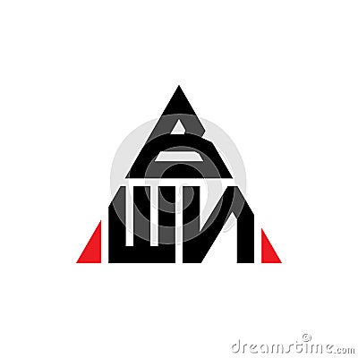 BWN triangle letter logo design with triangle shape. BWN triangle logo design monogram. BWN triangle vector logo template with red Vector Illustration