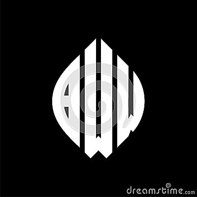 BWW circle letter logo design with circle and ellipse shape. BWW ellipse letters with typographic style. The three initials form a Vector Illustration