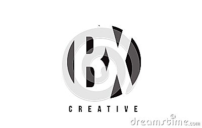 BX B X White Letter Logo Design with Circle Background. Vector Illustration