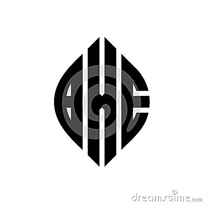 BXE circle letter logo design with circle and ellipse shape. BXE ellipse letters with typographic style. The three initials form a Vector Illustration