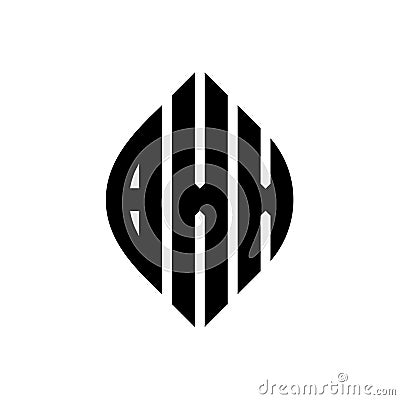 BXX circle letter logo design with circle and ellipse shape. BXX ellipse letters with typographic style. The three initials form a Vector Illustration