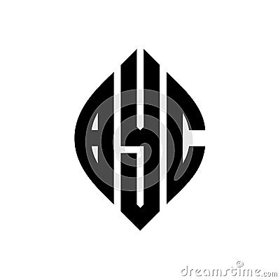 BYC circle letter logo design with circle and ellipse shape. BYC ellipse letters with typographic style. The three initials form a Vector Illustration