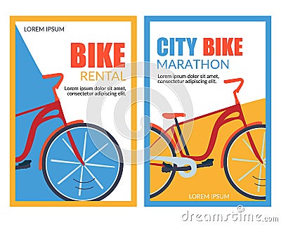 Bycicle Rental City Bike Marathon Vector Banner Vector Illustration