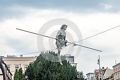 Statue Crossing the River by Jerzy Kedziora Editorial Stock Photo