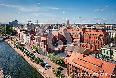 Bydgoszcz, Poland - June 3, 2023: Architecture of the city center of Bydgoszcz at Brda river in Poland Editorial Stock Photo