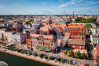 Bydgoszcz, Poland - June 3, 2023: Architecture of the city center of Bydgoszcz at Brda river in Poland Editorial Stock Photo