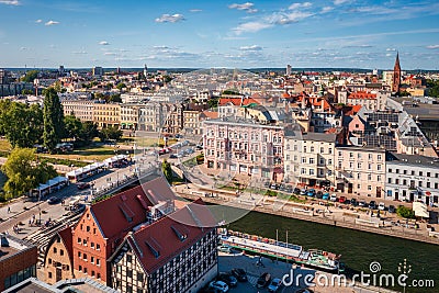 Bydgoszcz, Poland - June 3, 2023: Architecture of the city center of Bydgoszcz at Brda river in Poland Editorial Stock Photo