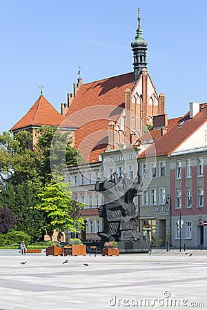 Monument to the Struggle and Martyrdom of Bydgoszcz Land situated on Old Market Square, Bydgoszcz Cathedral, Bydgoszcz, Poland Editorial Stock Photo