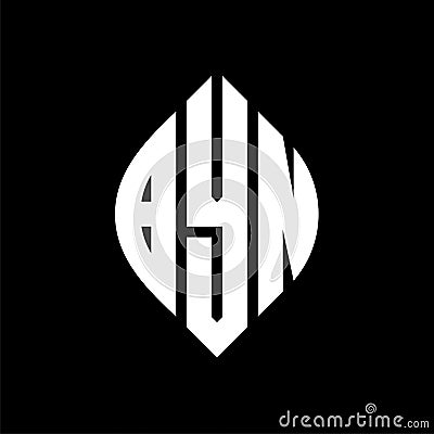BYN circle letter logo design with circle and ellipse shape. BYN ellipse letters with typographic style. The three initials form a Vector Illustration