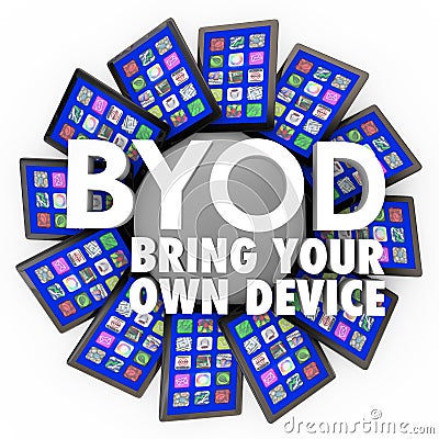 BYOD Bring Your Own Device Tablets Computers Mobile Work Stock Photo