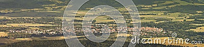 Bystrzyca Klodzka, panorama of a small mountain town in the valley, view from the top of the mountain Stock Photo
