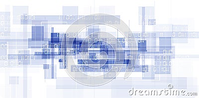 Bytes of binary code run through network. Abstract futuristic technology syberspace Stock Photo