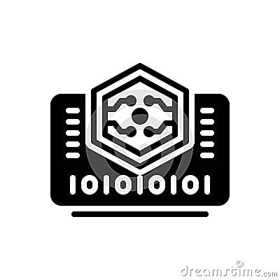 Black solid icon for Bytes, system coding and digital Stock Photo