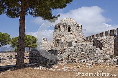 Byzantine church in a fortress Alanya Kalesi in the city of Alanya Stock Photo