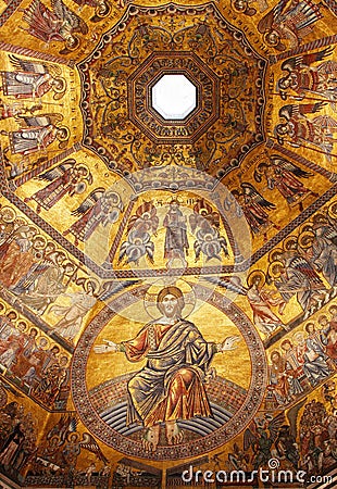 Byzantine mosaic in baptistery in Florence Editorial Stock Photo