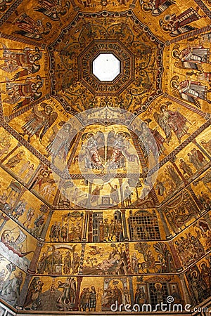 Byzantine mosaic in baptistery in Florence Editorial Stock Photo