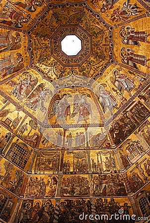 Byzantine mosaic in baptistery in Florence Editorial Stock Photo