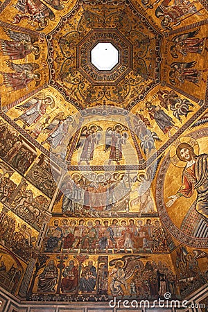 Byzantine mosaic in baptistery in Florence Editorial Stock Photo