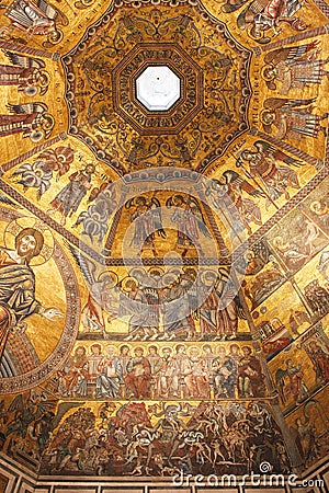 Byzantine mosaic in baptistery in Florence Editorial Stock Photo