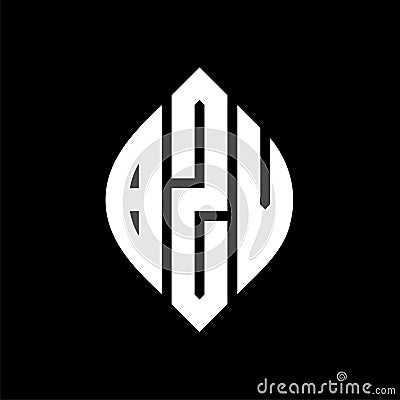 BZV circle letter logo design with circle and ellipse shape. BZV ellipse letters with typographic style. The three initials form a Vector Illustration