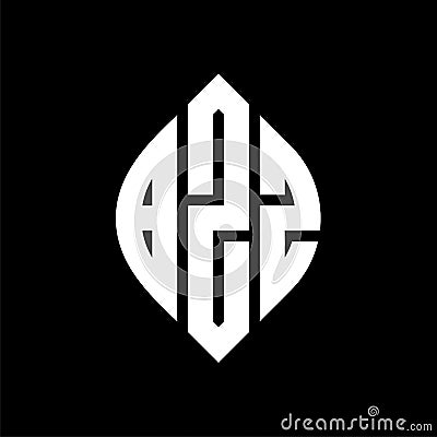 BZZ circle letter logo design with circle and ellipse shape. BZZ ellipse letters with typographic style. The three initials form a Vector Illustration