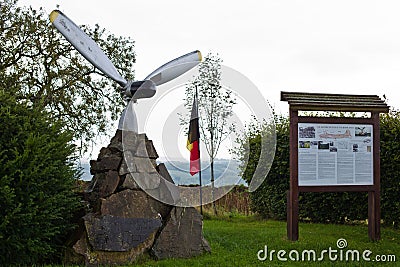 BÃ©rismÃ©nil - SEPTEMBER 20: Monument in the honor of the crew of US B17 Flying Fortress `The Joker` shot down during WW2 Editorial Stock Photo