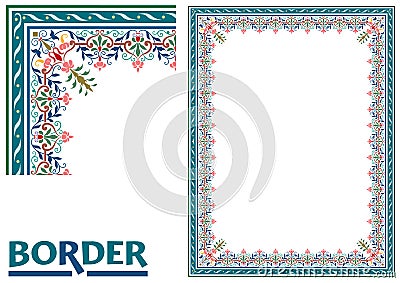 Old World Borders Vector - Tiled frame in plant leaves and flowers Framework Decorative Elegant style Vector Illustration