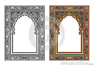 Arabic arabesque decorative texture Islamic ornamental colorful design detail of mosaic illustration geometric Cartoon Illustration