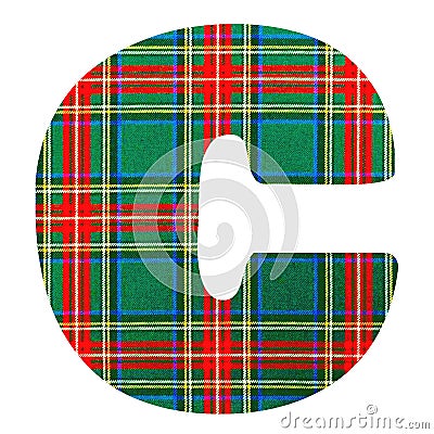 C ALPHABET LETTER - Scottish style fabric texture Letter Symbol Character on White Background Stock Photo