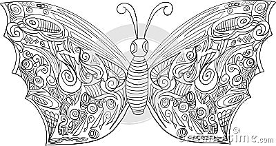 Coloring butterfly for adults and older children Stock Photo