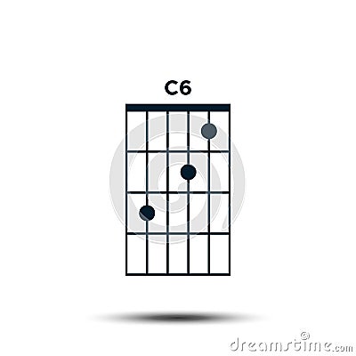 C6, Basic Guitar Chord Chart Icon Vector Template Vector Illustration