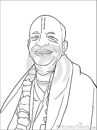 A. C. Bhaktivedanta Swami Prabhupada. Vector drawing with lines. Vector Illustration