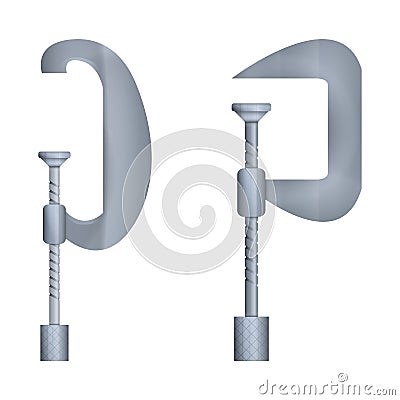 C-clamp G-clamp. Tool for work. Set of instruments Vector Illustration