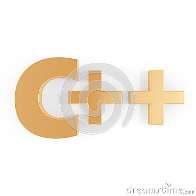 C++. 3D logo on white background. Programming language. 3D rendering. Stock Photo