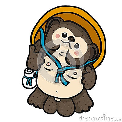 Japanese raccoon dog Tanuki cartoon vector Vector Illustration