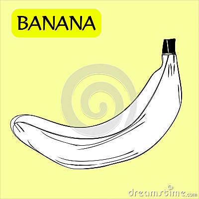 Banana Coloring Black And White leaves. Isolated vector Illustration Vector Illustration