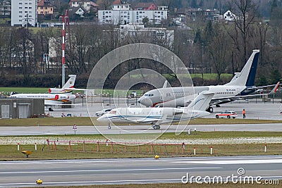 C-FCDE Skyservice Business Aviation Bombardier Challenger 605 jet in Zurich in Switzerland Editorial Stock Photo