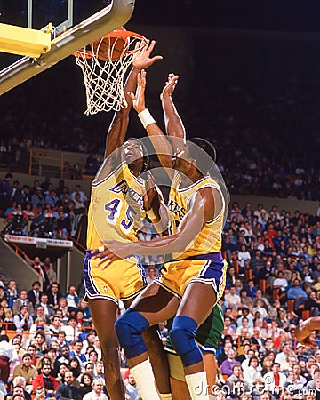 A.C. Green and Magic Johnson Editorial Stock Photo