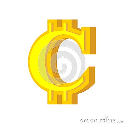 C letter bitcoin font. Cryptocurrency alphabet. Lettering virtual money. Vector illustration Vector Illustration