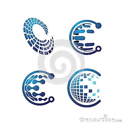 C Letter technology logo design vector illustration Vector Illustration