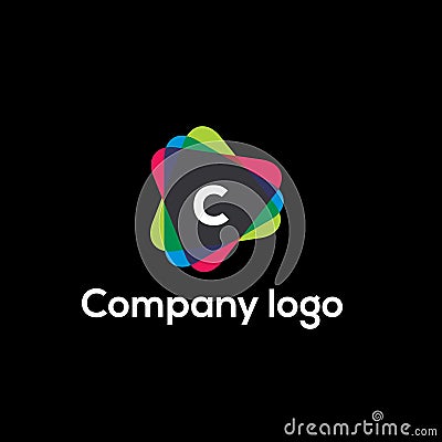 C letter video company vector logo design Vector Illustration