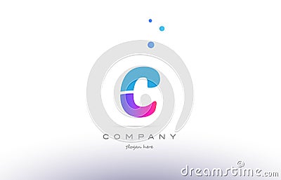 c pink blue white modern alphabet letter logo icon template Vector Illustration